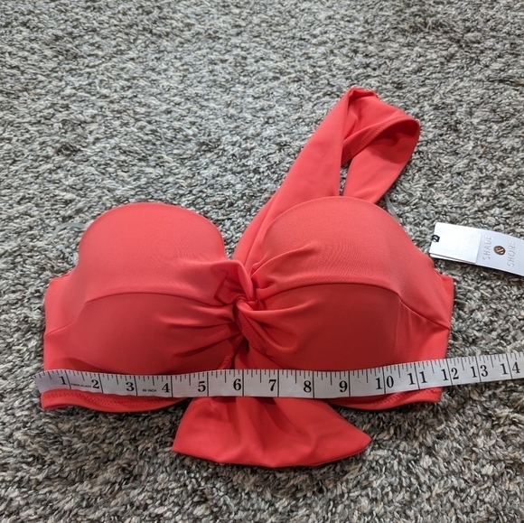 NWT Shade & Shore salmon one shoulder bikini top 34D - Picture 6 of 9